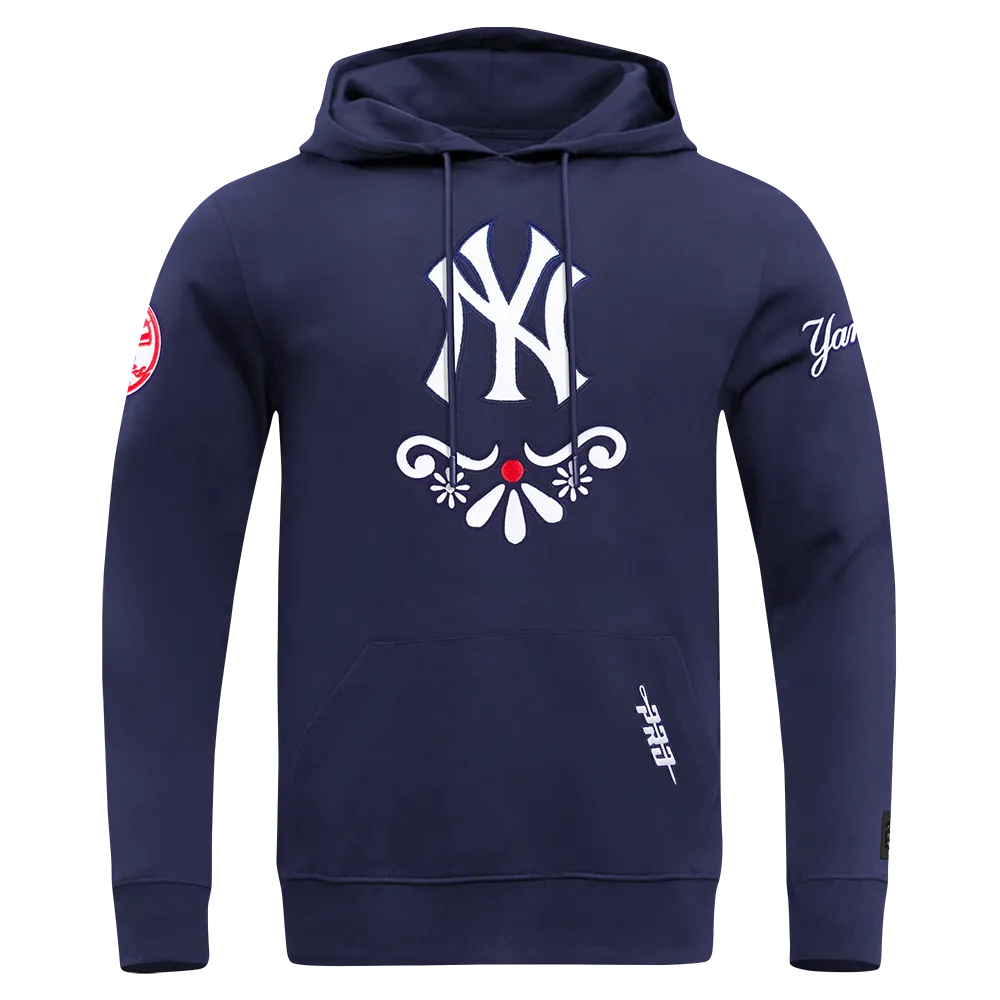 MLB NEW YORK YANKEES SUGAR SKULL MEN'S FLC PO HOODIE (MIDNIGHT NAVY)