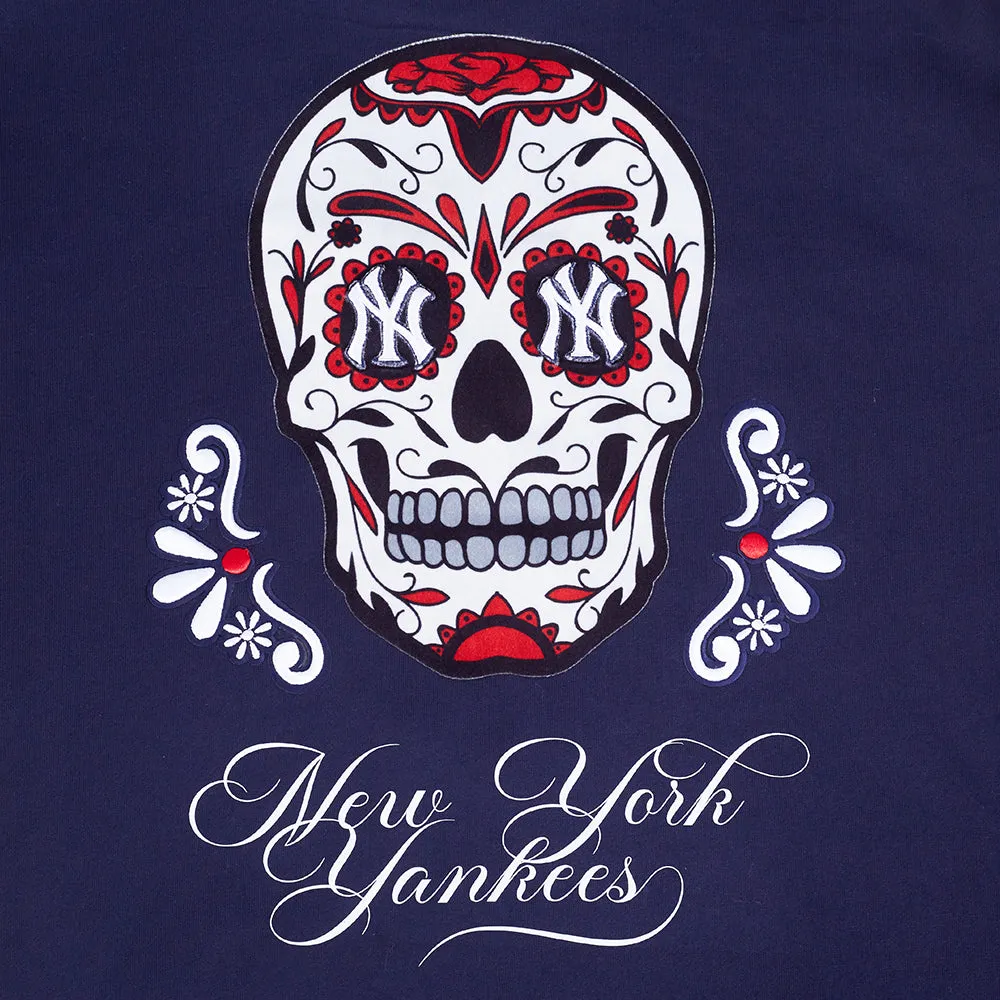 MLB NEW YORK YANKEES SUGAR SKULL MEN'S FLC PO HOODIE (MIDNIGHT NAVY)