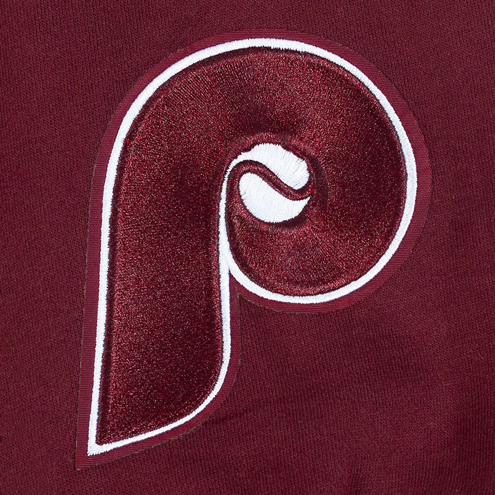 MLB PHILADELPHIA PHILLIES WINGSPAN MEN'S DROP SHOULDER FLC PO HOODIE (WINE)