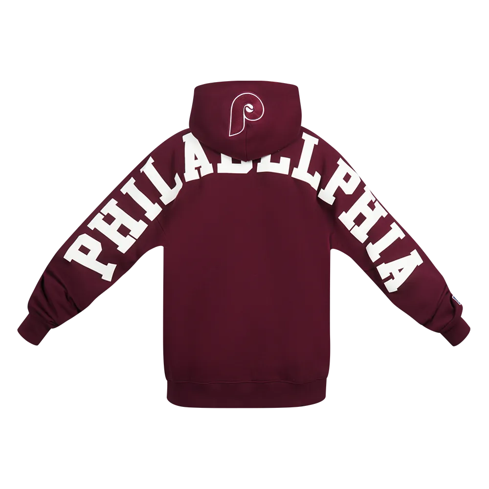 MLB PHILADELPHIA PHILLIES WINGSPAN MEN'S DROP SHOULDER FLC PO HOODIE (WINE)