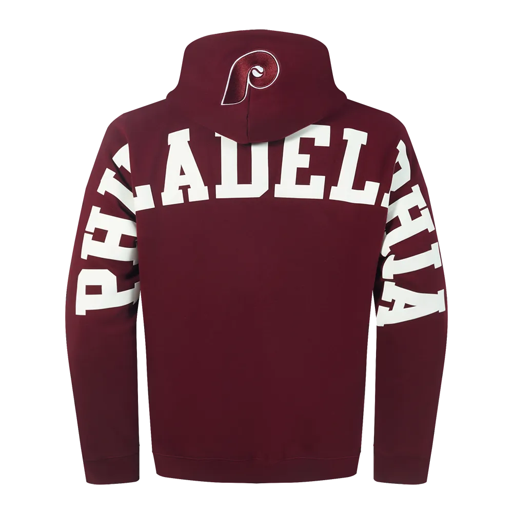 MLB PHILADELPHIA PHILLIES WINGSPAN MEN'S DROP SHOULDER FLC PO HOODIE (WINE)