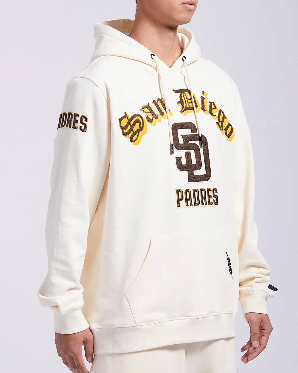 MLB SAN DIEGO PADRES OLD ENGLISH MEN'S PO HOODIE (EGGSHELL)