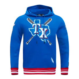 MLB TEXAS RANGERS MASHUP MEN'S RIB PULLOVER HOODIE (ROYAL BLUE/RED)