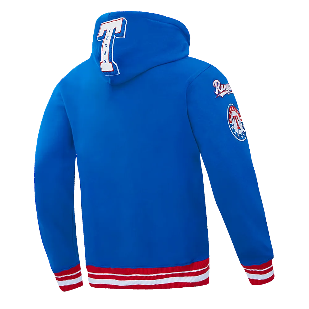 MLB TEXAS RANGERS MASHUP MEN'S RIB PULLOVER HOODIE (ROYAL BLUE/RED)