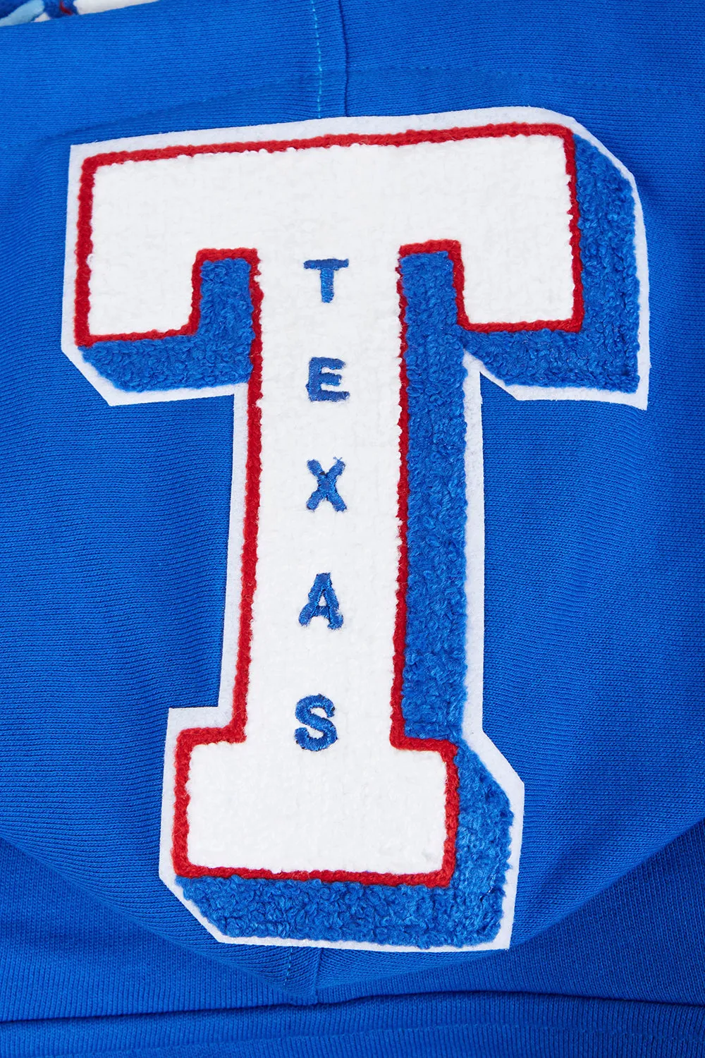 MLB TEXAS RANGERS MASHUP MEN'S RIB PULLOVER HOODIE (ROYAL BLUE/RED)