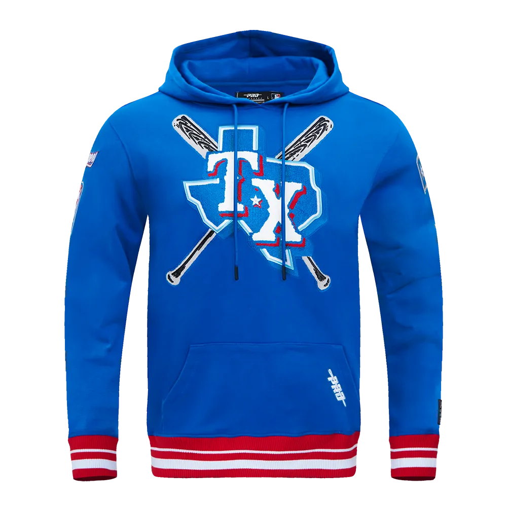 MLB TEXAS RANGERS MASHUP MEN'S RIB PULLOVER HOODIE (ROYAL BLUE/RED)