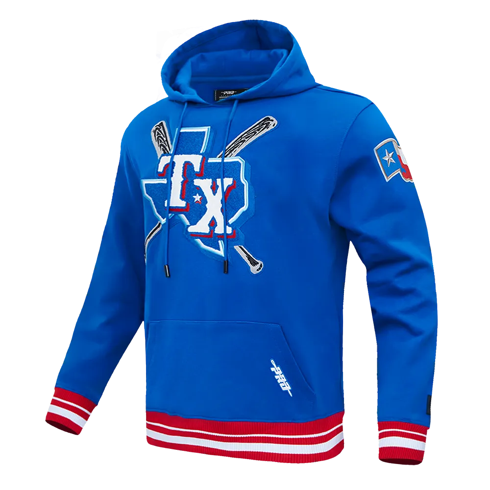 MLB TEXAS RANGERS MASHUP MEN'S RIB PULLOVER HOODIE (ROYAL BLUE/RED)