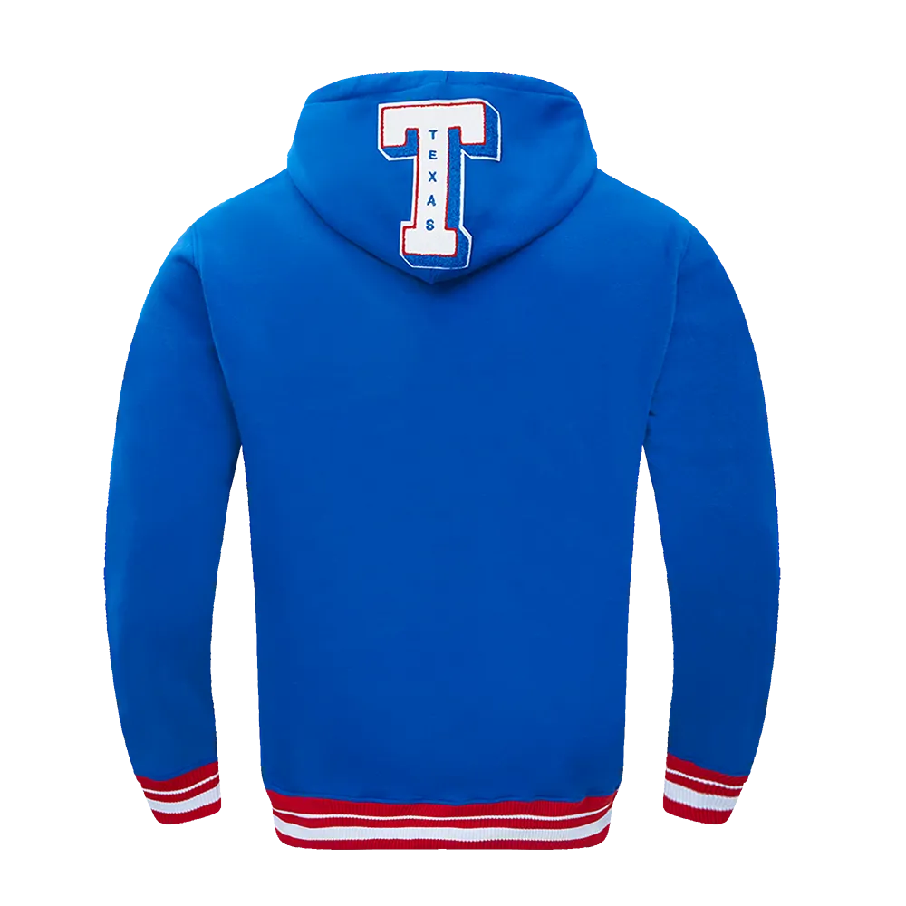 MLB TEXAS RANGERS MASHUP MEN'S RIB PULLOVER HOODIE (ROYAL BLUE/RED)