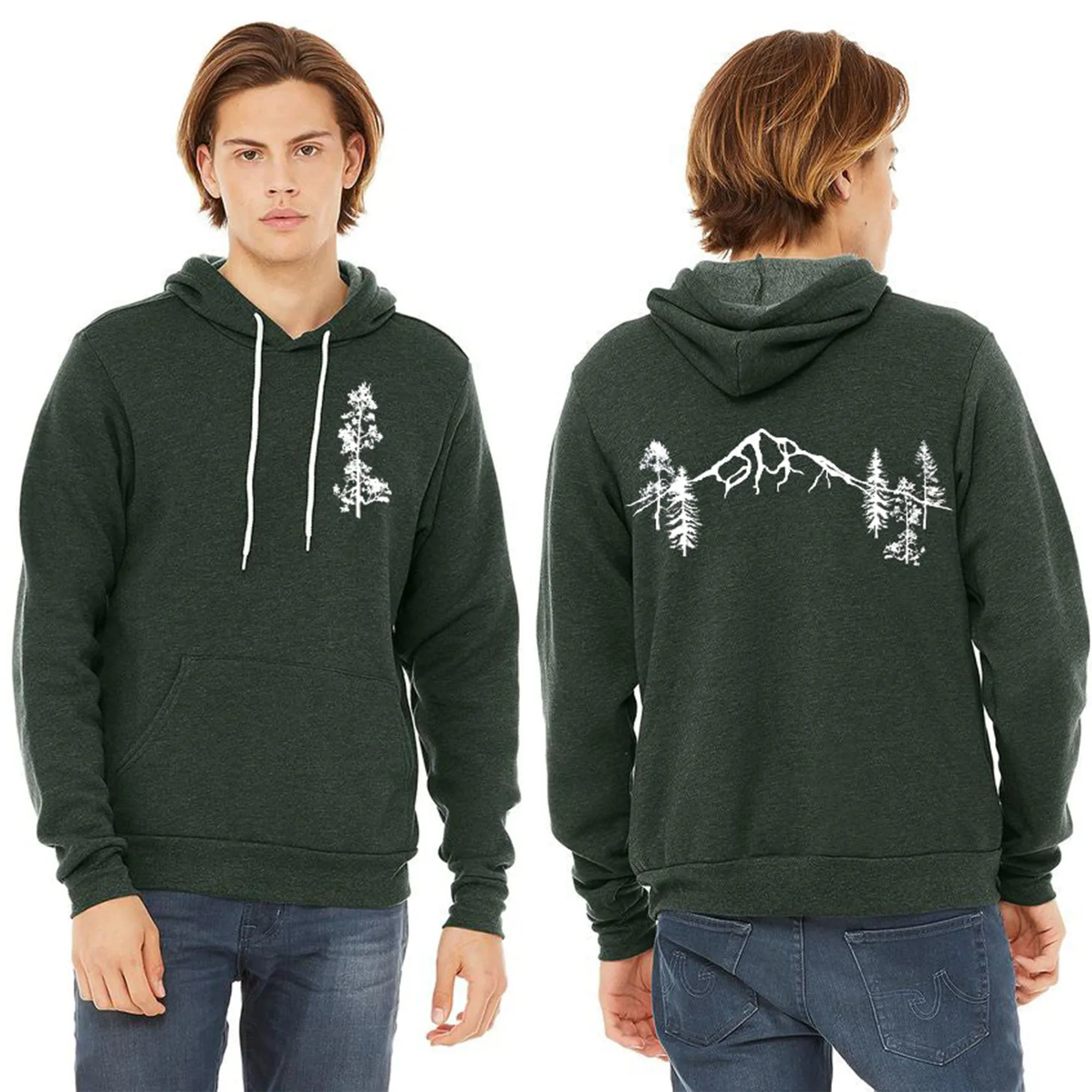 Mountain  Forest Ultra Soft Pull Over Hoodie - Unisex Heather Forest