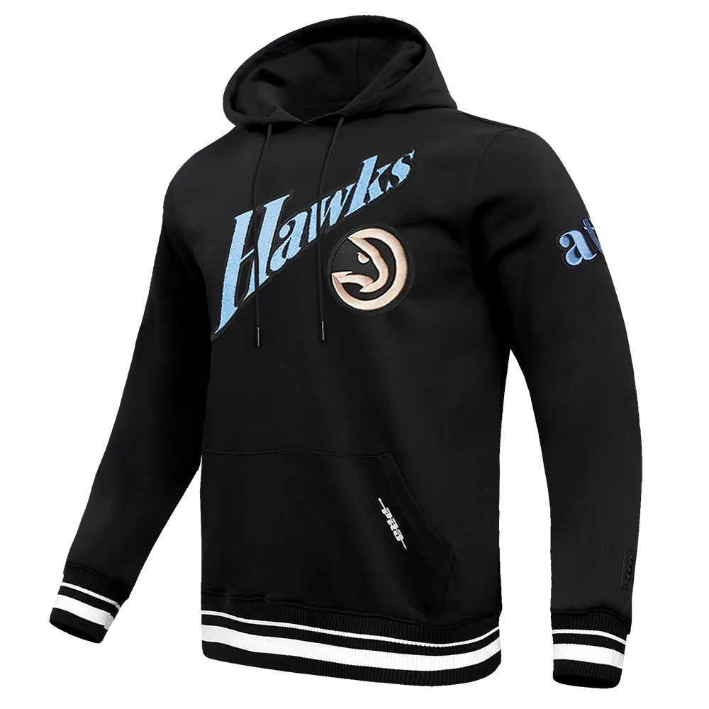 NBA ATLANTA HAWKS CITY EDITION 24-25 MEN'S RIB FLEECE PULLOVER HOODIE (BLACK)