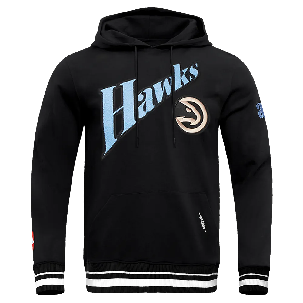 NBA ATLANTA HAWKS CITY EDITION 24-25 MEN'S RIB FLEECE PULLOVER HOODIE (BLACK)