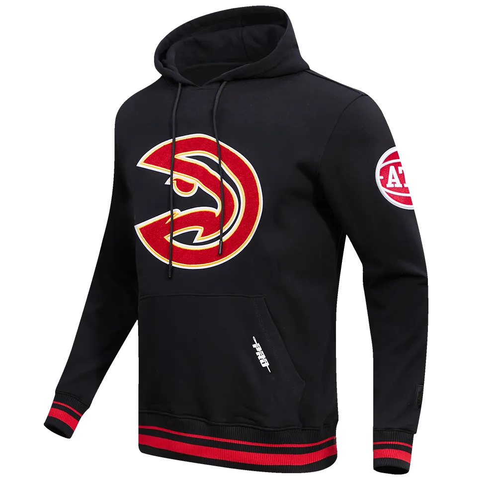 NBA ATLANTA HAWKS RETRO CLASSIC MEN'S PULLOVER HOODIE (BLACK/RED/BLACK)