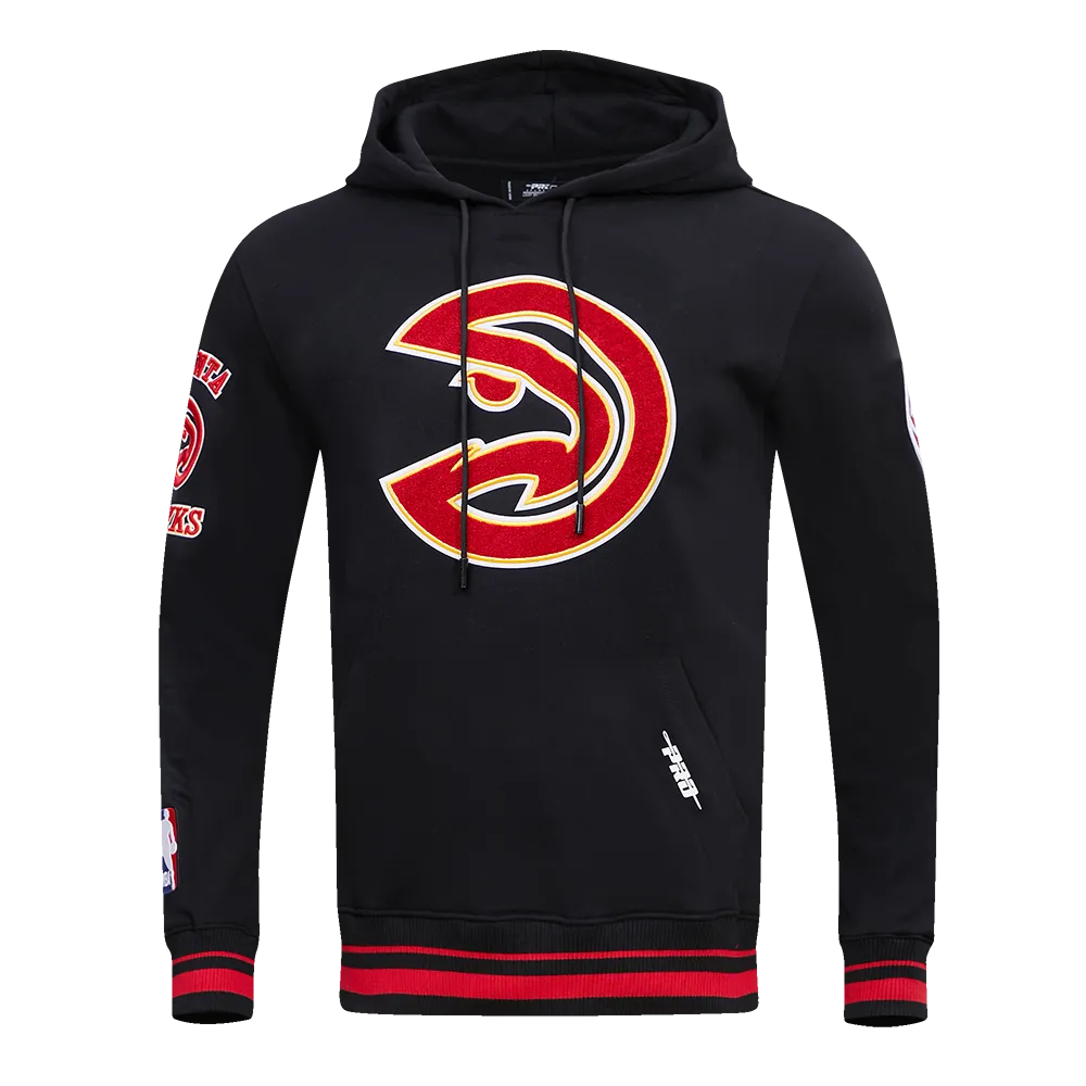 NBA ATLANTA HAWKS RETRO CLASSIC MEN'S PULLOVER HOODIE (BLACK/RED/BLACK)