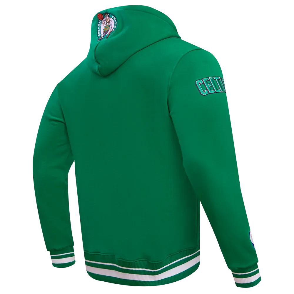 NBA BOSTON CELTICS SCRIPT TAIL MEN'S RIB FLEECE PULLOVER HOODIE (KELLY GREEN)