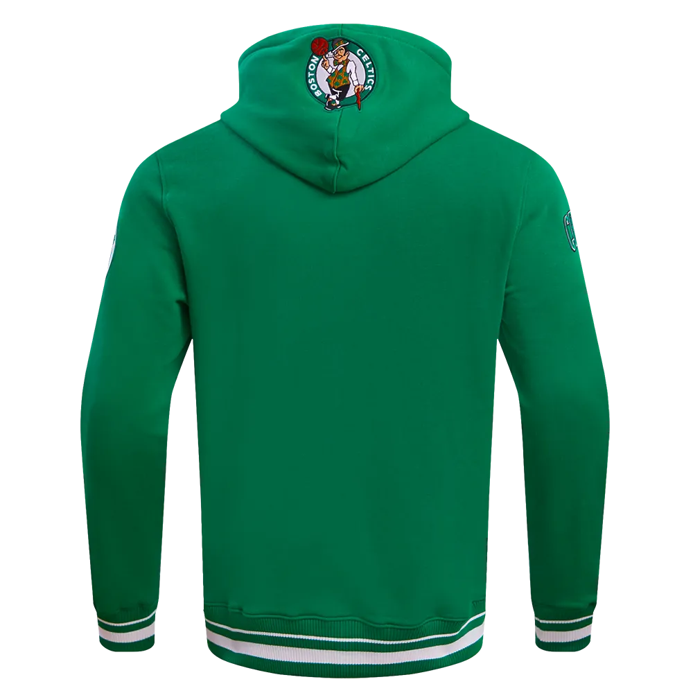 NBA BOSTON CELTICS SCRIPT TAIL MEN'S RIB FLEECE PULLOVER HOODIE (KELLY GREEN)