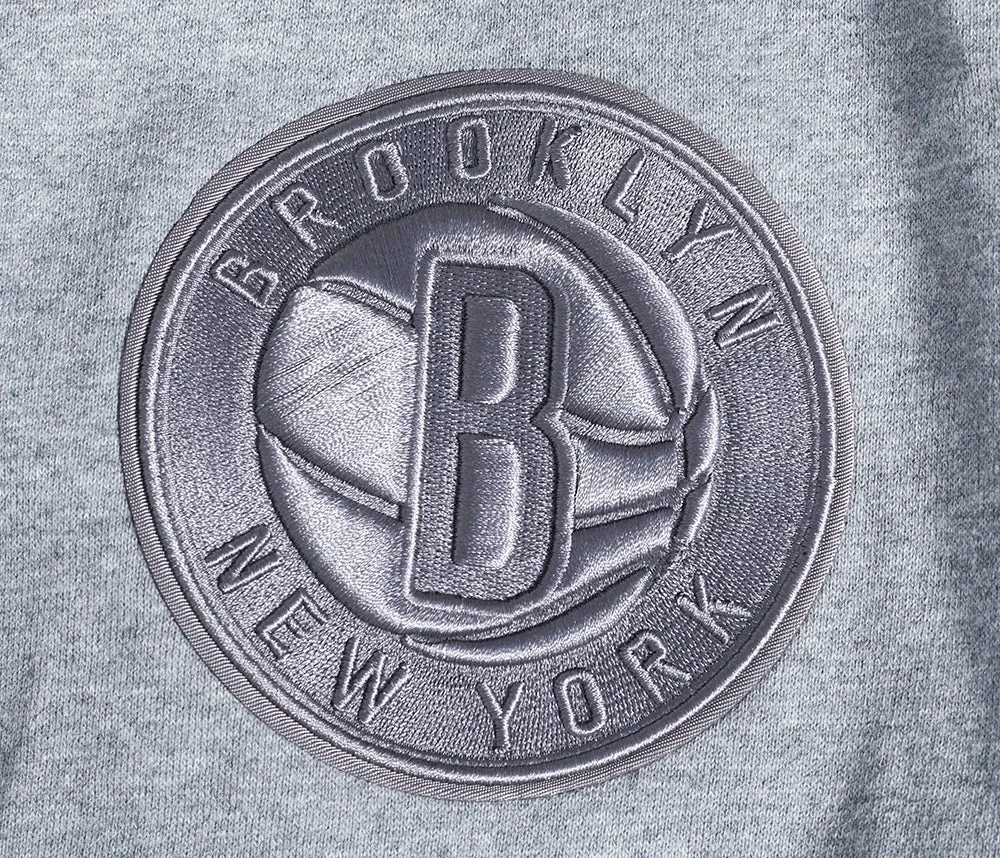 NBA BROOKLYN NETS NEUTRAL MEN'S DROP SHOULDER PO HOODIE (DARK HEATHER GRAY)