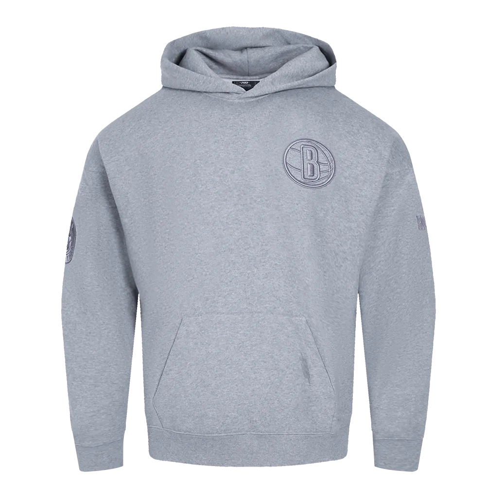 NBA BROOKLYN NETS NEUTRAL MEN'S DROP SHOULDER PO HOODIE (DARK HEATHER GRAY)