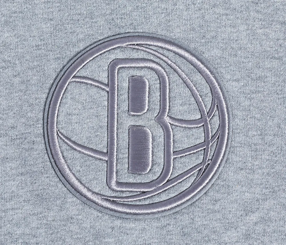 NBA BROOKLYN NETS NEUTRAL MEN'S DROP SHOULDER PO HOODIE (DARK HEATHER GRAY)