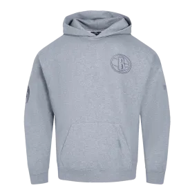 NBA BROOKLYN NETS NEUTRAL MEN'S DROP SHOULDER PO HOODIE (DARK HEATHER GRAY)