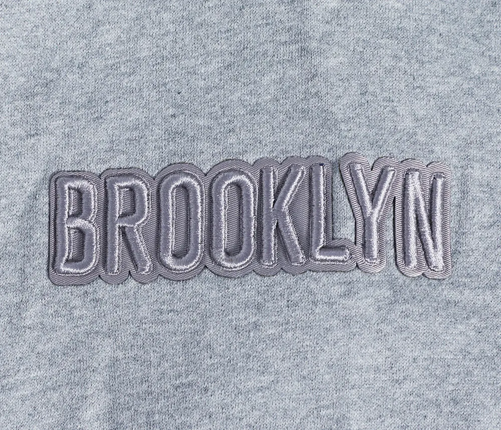 NBA BROOKLYN NETS NEUTRAL MEN'S DROP SHOULDER PO HOODIE (DARK HEATHER GRAY)