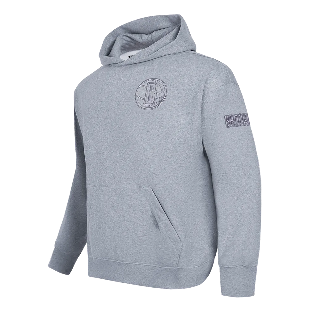 NBA BROOKLYN NETS NEUTRAL MEN'S DROP SHOULDER PO HOODIE (DARK HEATHER GRAY)