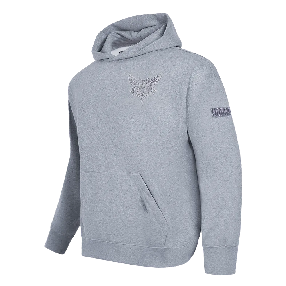 NBA CHARLOTTE HORNETS NEUTRAL MEN'S DROP SHOULDER PO HOODIE (DARK HEATHER GRAY)