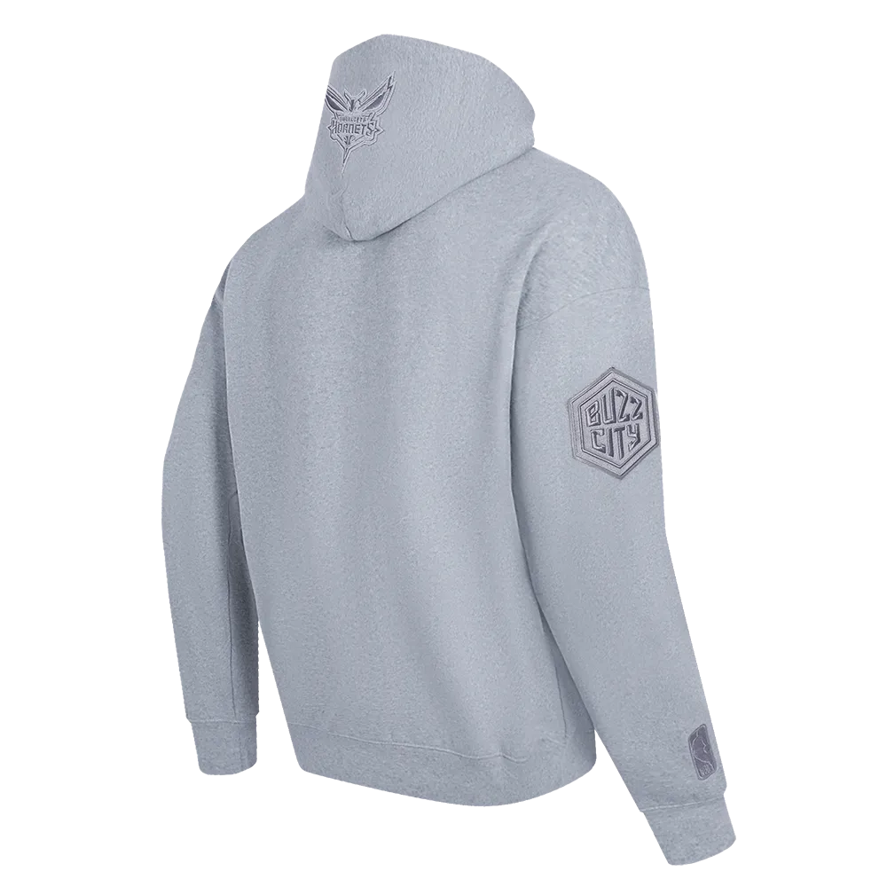 NBA CHARLOTTE HORNETS NEUTRAL MEN'S DROP SHOULDER PO HOODIE (DARK HEATHER GRAY)