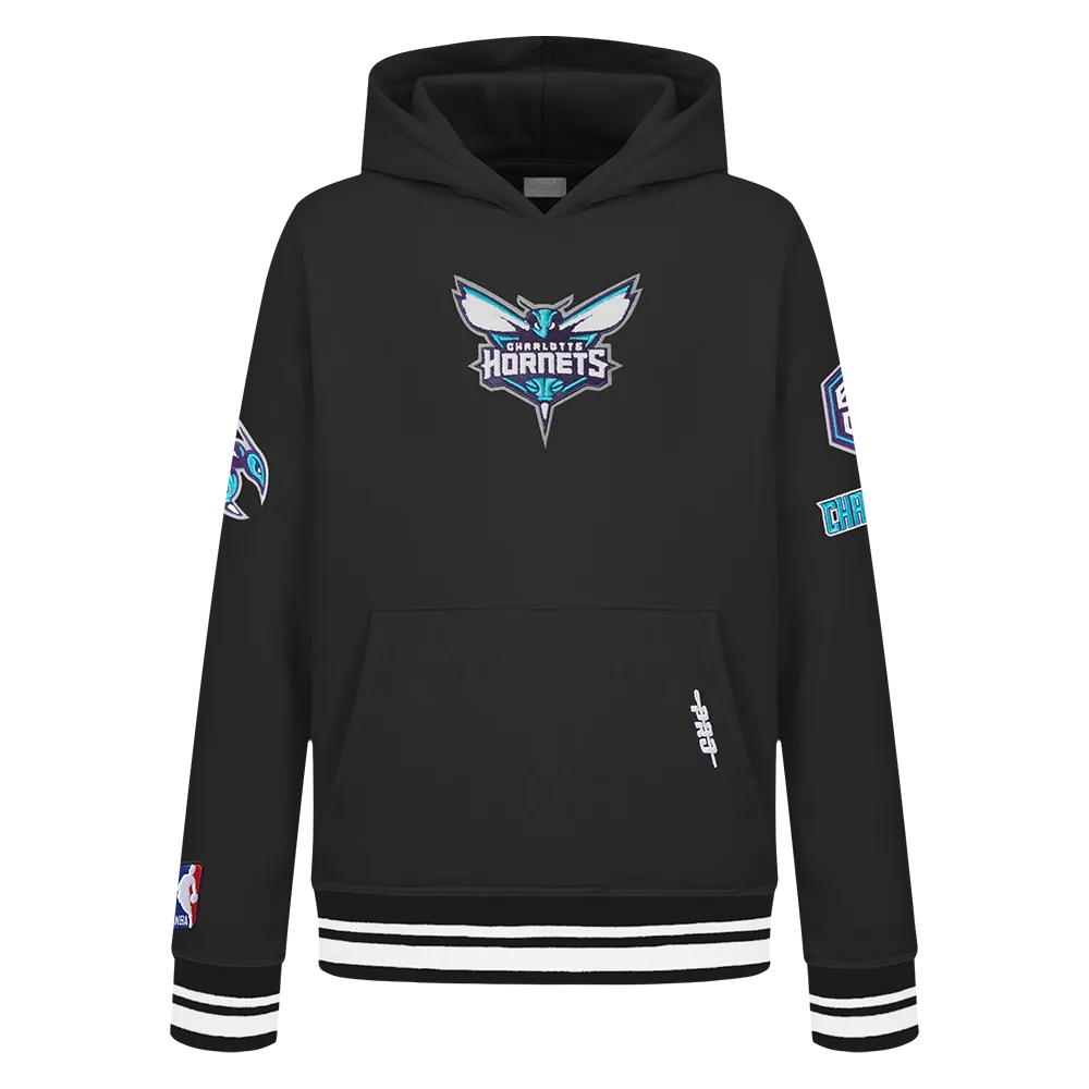 NBA CHARLOTTE HORNETS RETRO CLASSIC LITTLE BOYS RIB FLC PO HOODIE (BLACK)