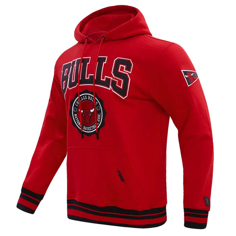 NBA CHICAGO BULLS CREST EMBLEM MEN'S RIB PO HOODIE (RED/BLACK)