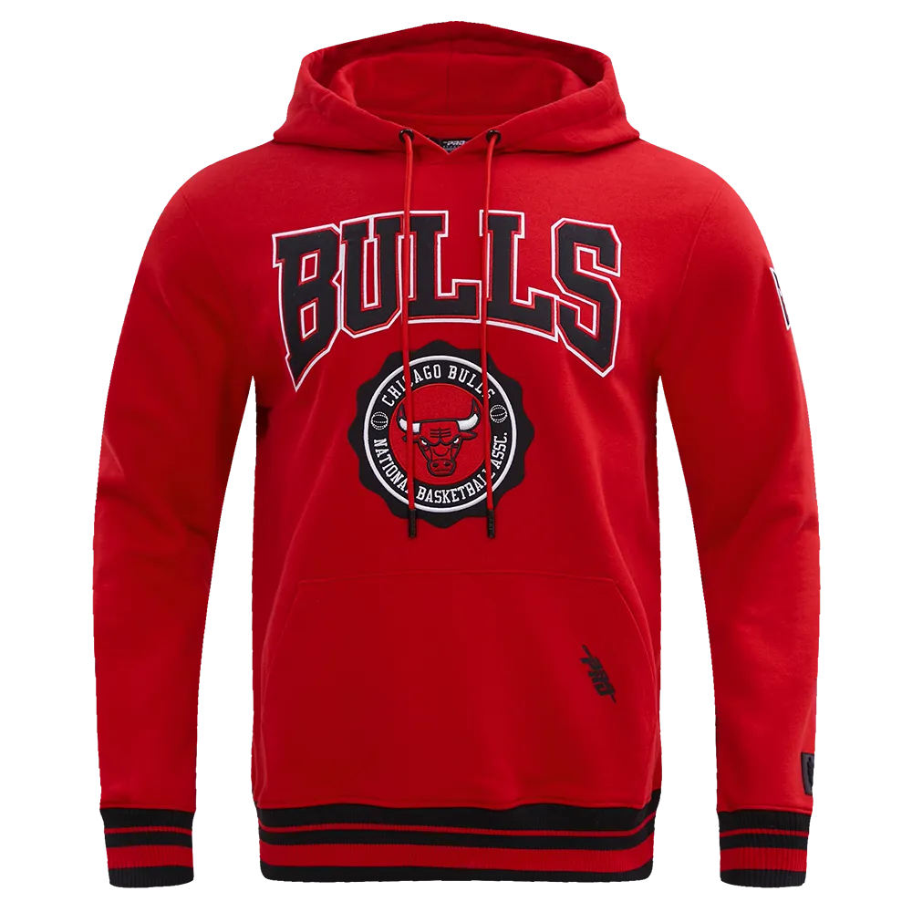 NBA CHICAGO BULLS CREST EMBLEM MEN'S RIB PO HOODIE (RED/BLACK)