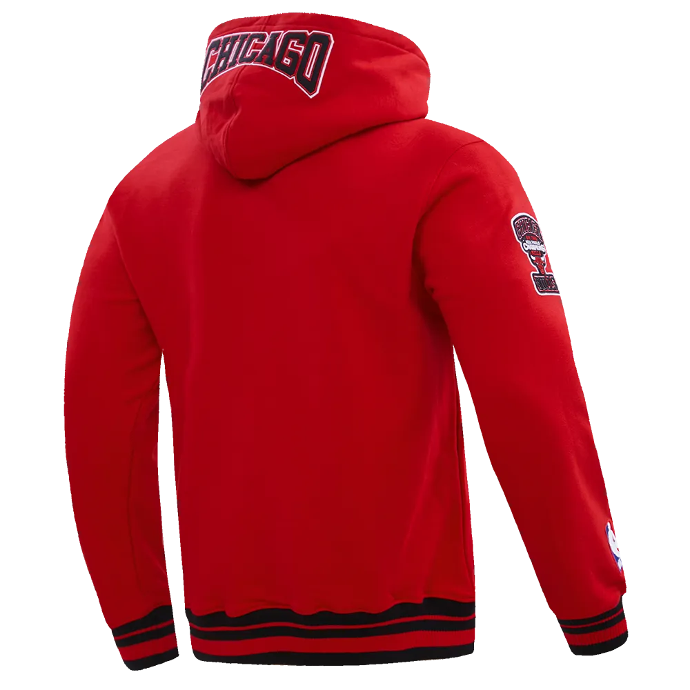 NBA CHICAGO BULLS CREST EMBLEM MEN'S RIB PO HOODIE (RED/BLACK)