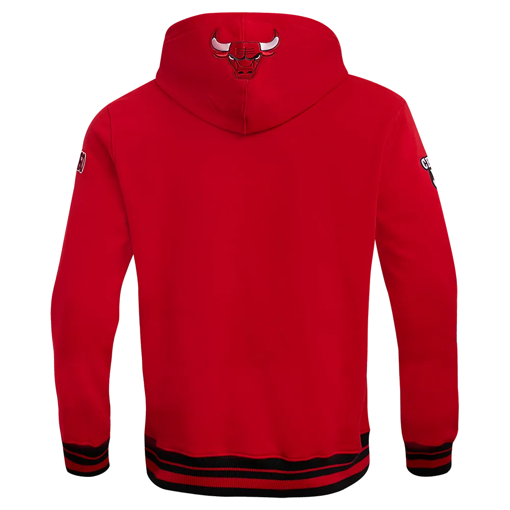 NBA CHICAGO BULLS SCRIPT TAIL MEN'S RIB FLEECE PULLOVER HOODIE (RED/BLACK)