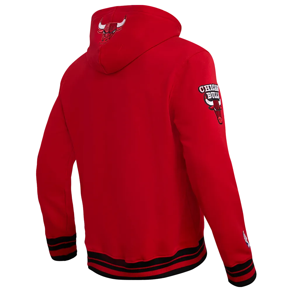 NBA CHICAGO BULLS SCRIPT TAIL MEN'S RIB FLEECE PULLOVER HOODIE (RED/BLACK)