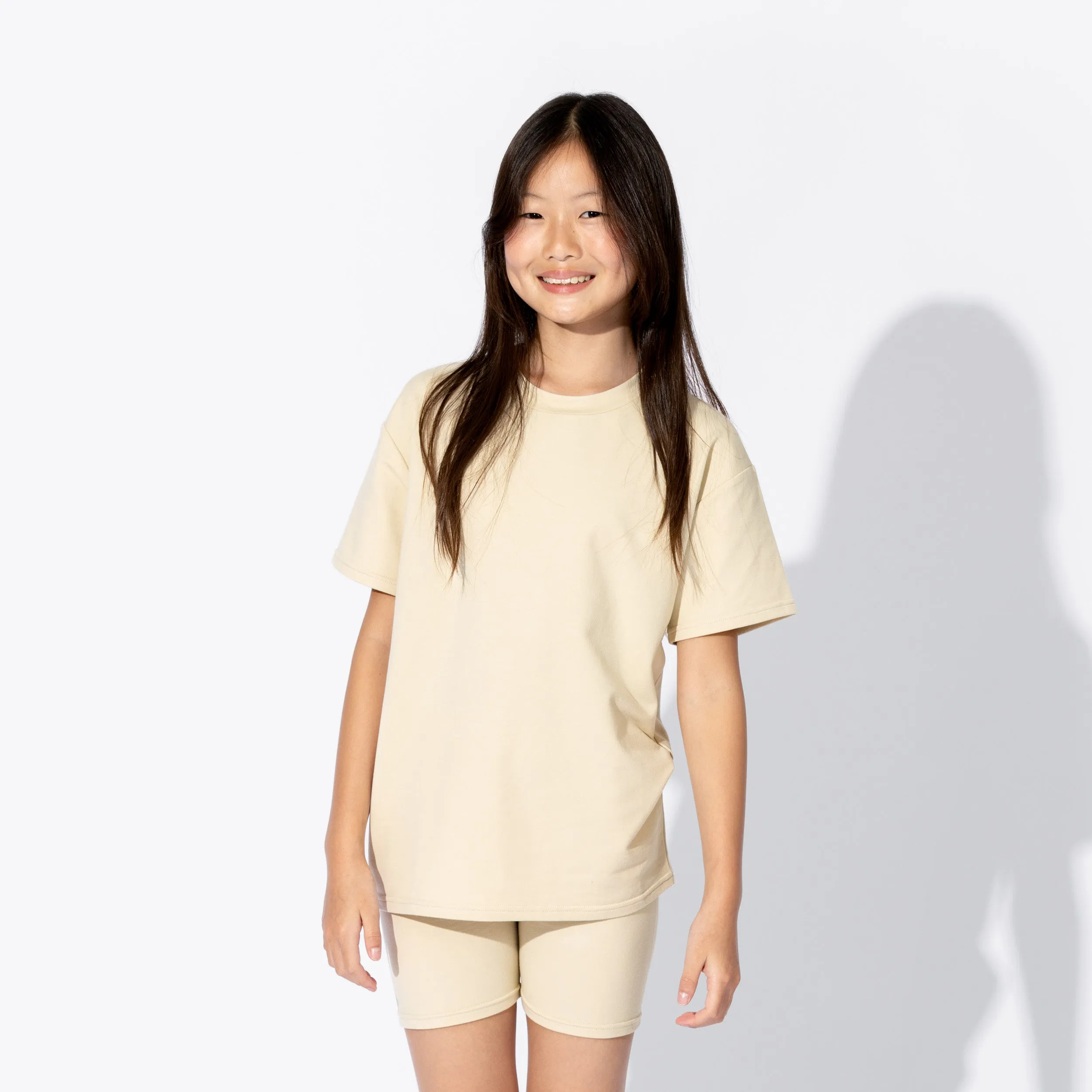 Oat Bamboo Blend Kid's Oversized Tee & Biker Short Set