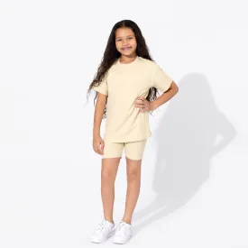 Oat Bamboo Blend Kid's Oversized Tee & Biker Short Set