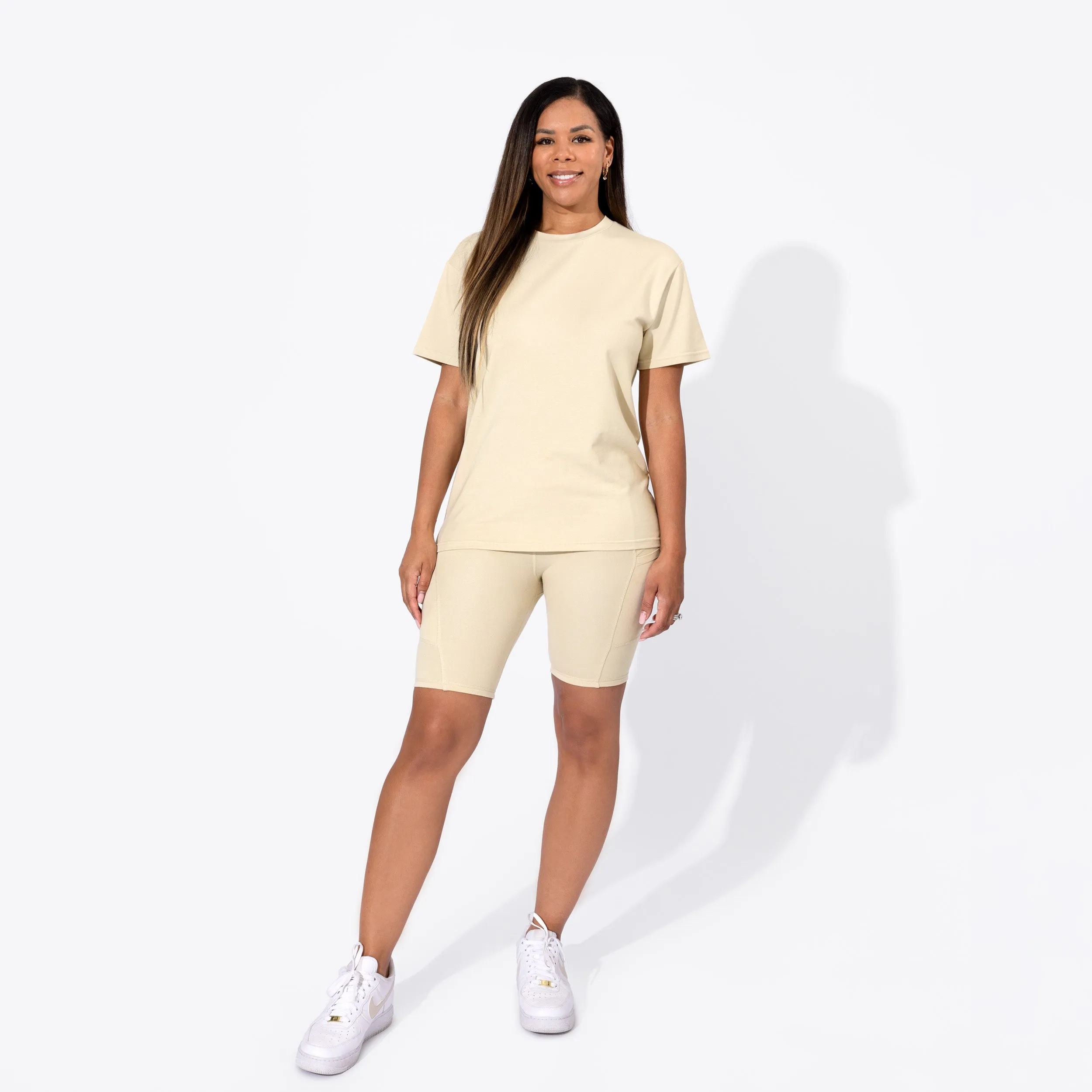 Oat Bamboo Blend Women's Oversized Tee & Biker Shorts Set