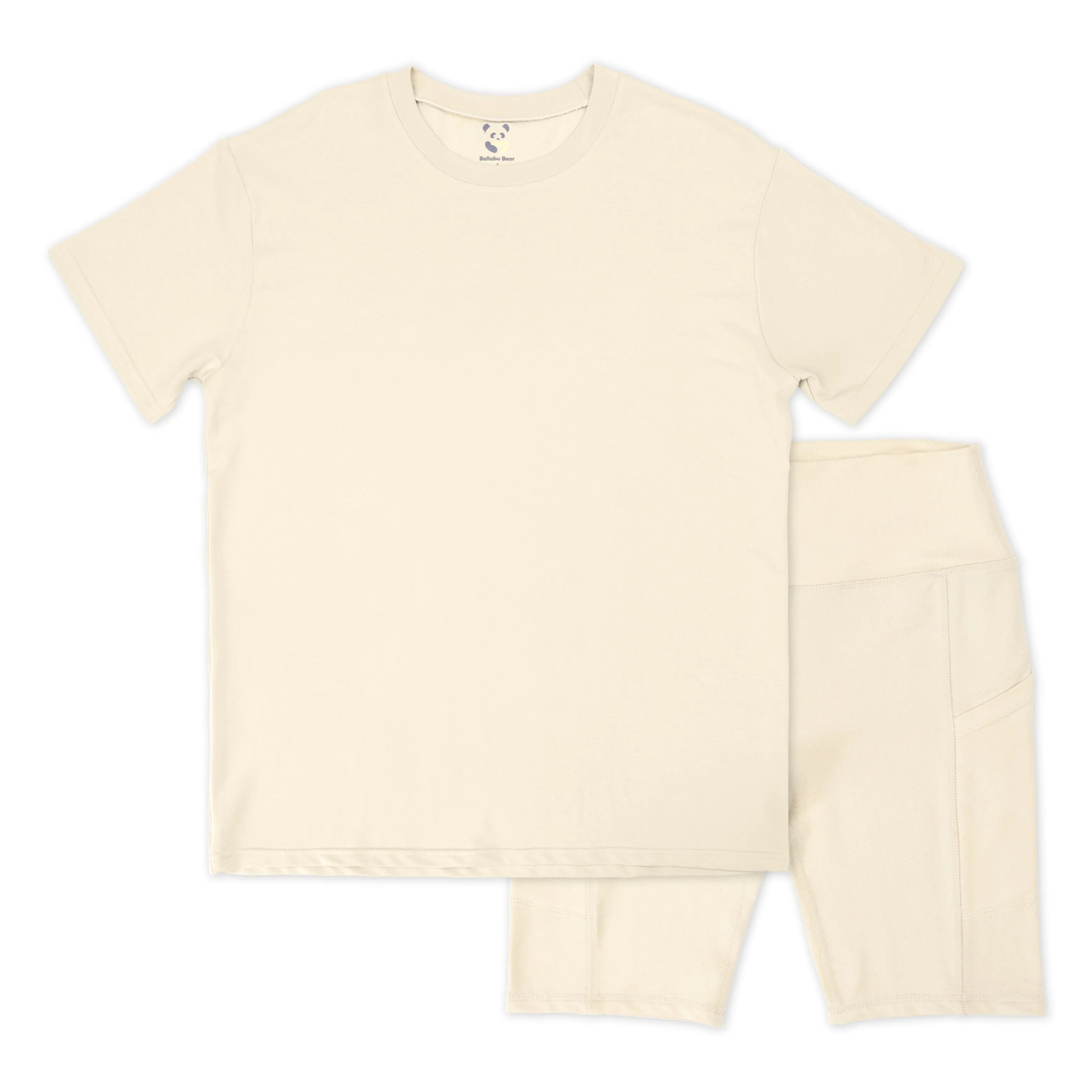 Oat Bamboo Blend Women's Oversized Tee & Biker Shorts Set