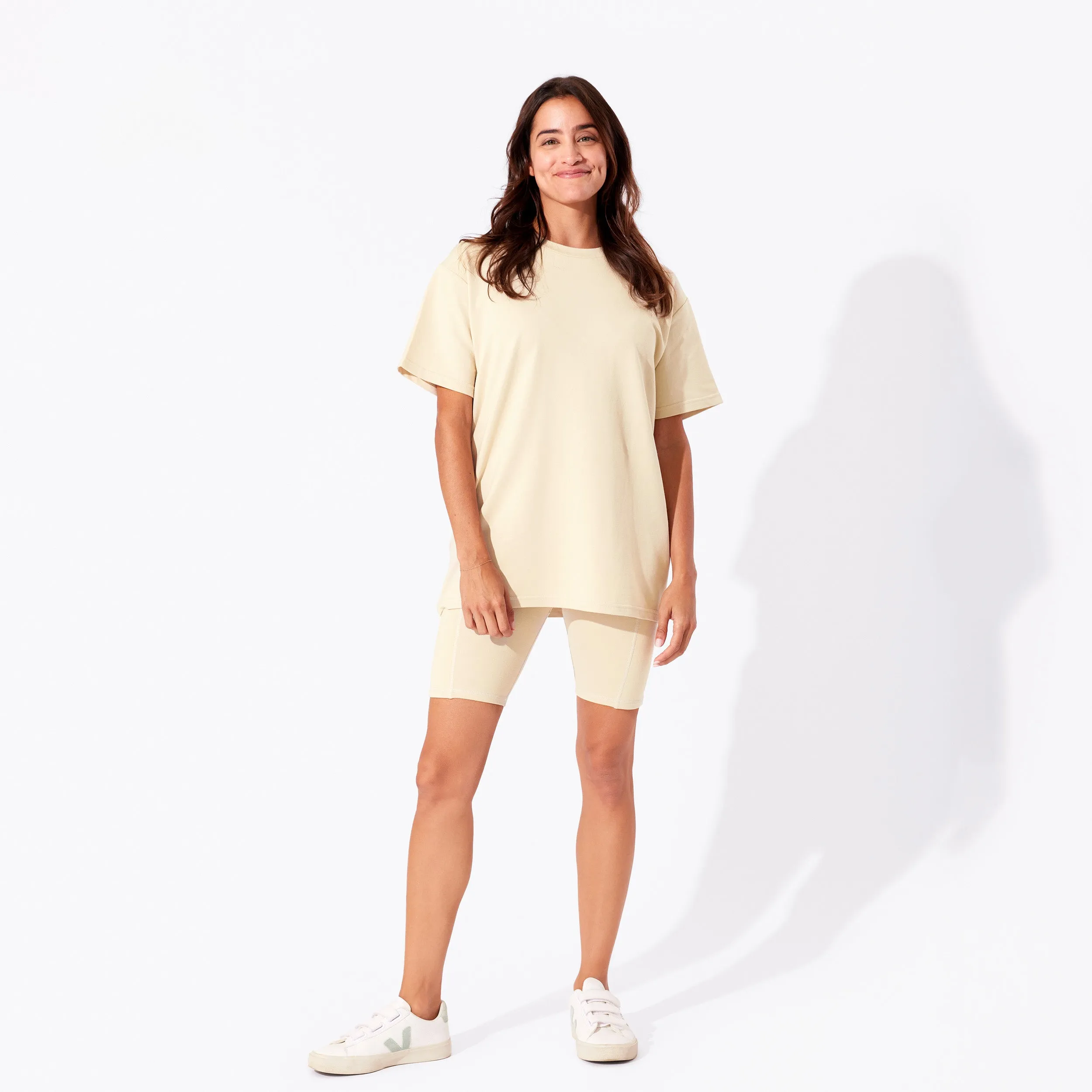 Oat Bamboo Blend Women's Oversized Tee & Biker Shorts Set