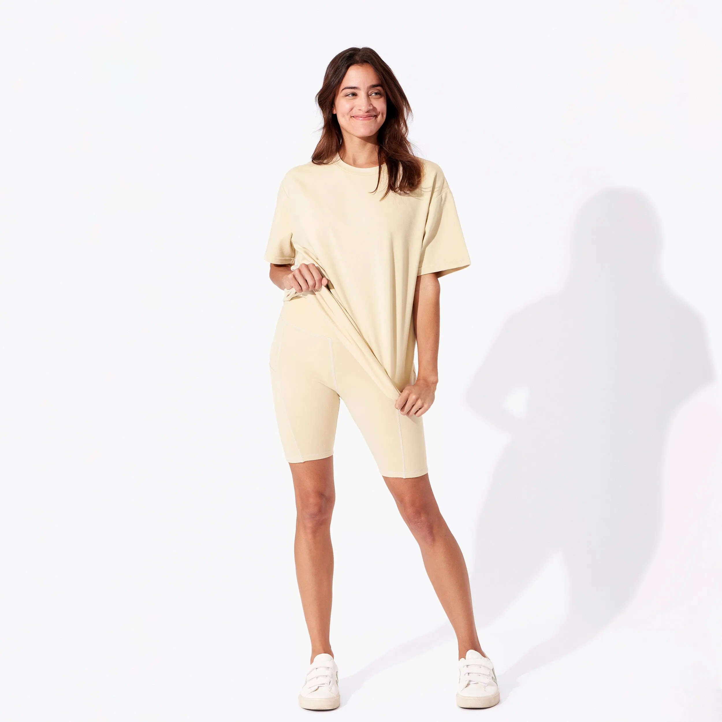 Oat Bamboo Blend Women's Oversized Tee & Biker Shorts Set