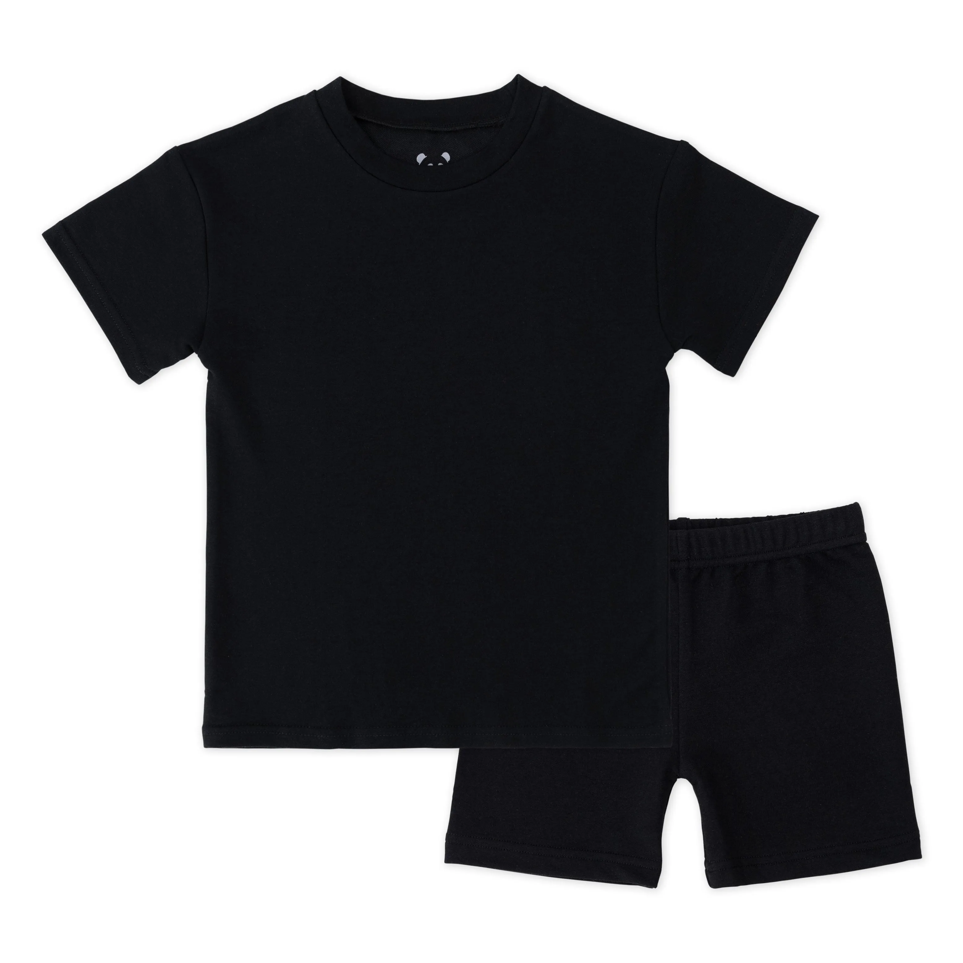 Obsidian Black Bamboo Blend Kid's Oversized Tee & Biker Short Set