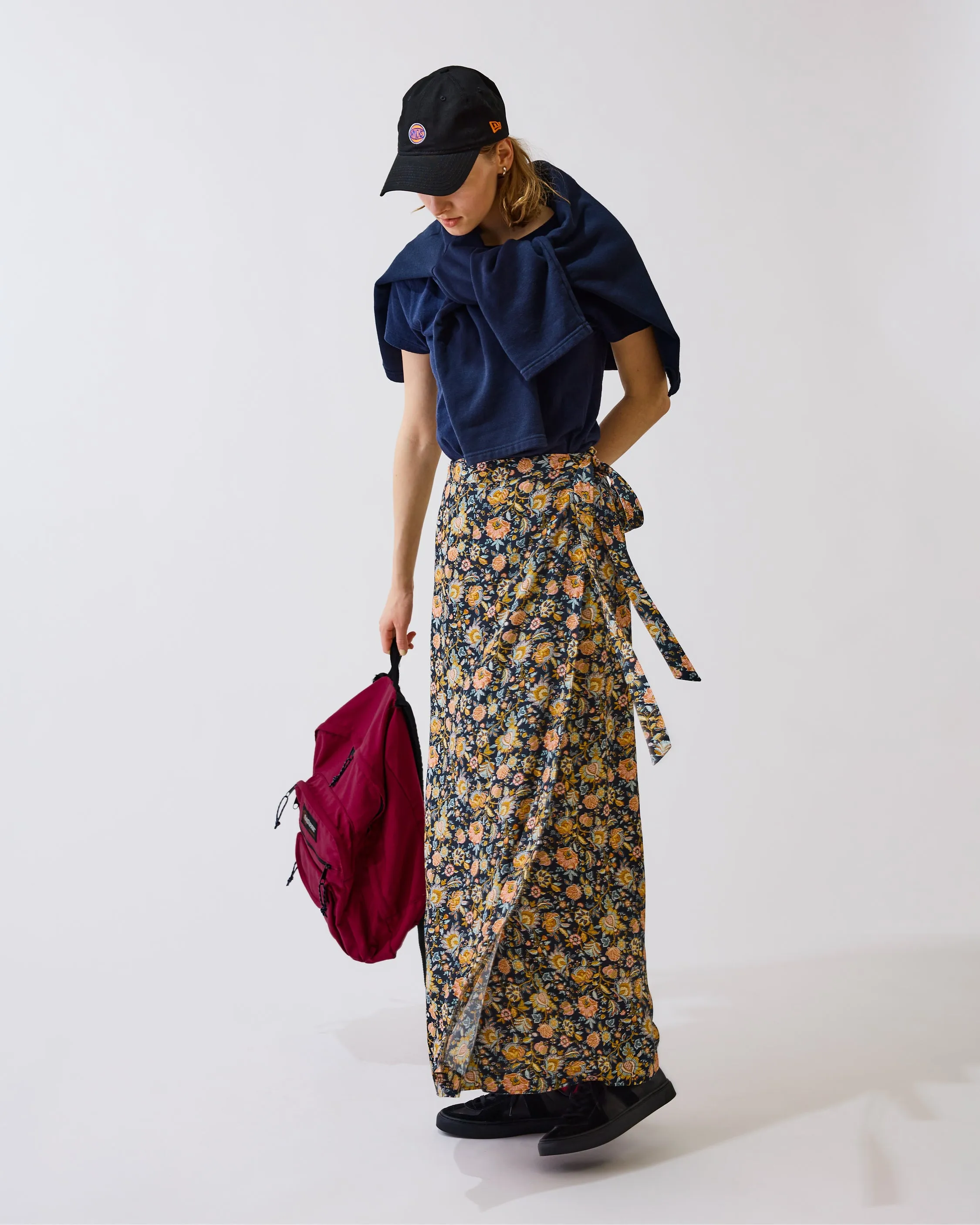 ORIENTAL FLOWER WRAP SKIRT