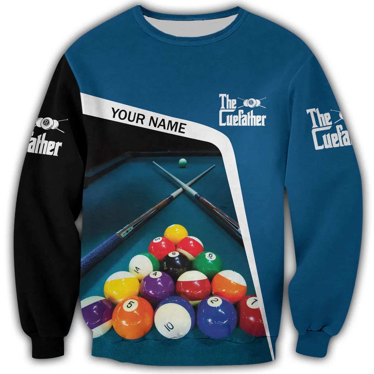 Personalized Name Billiard The CueFather All Over Printed Unisex Sweatshirt Hoodie Christmas Shirt