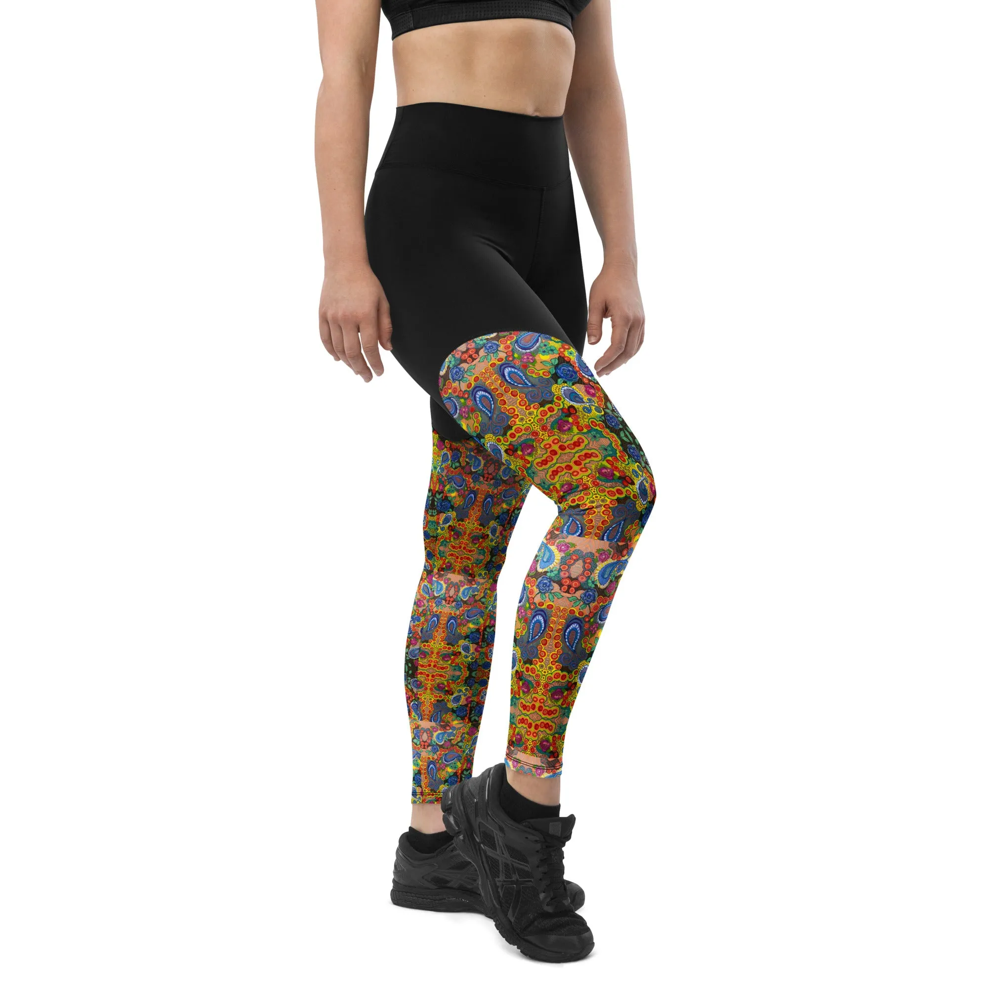 Pink Paisley Parade Control top Sports Leggings