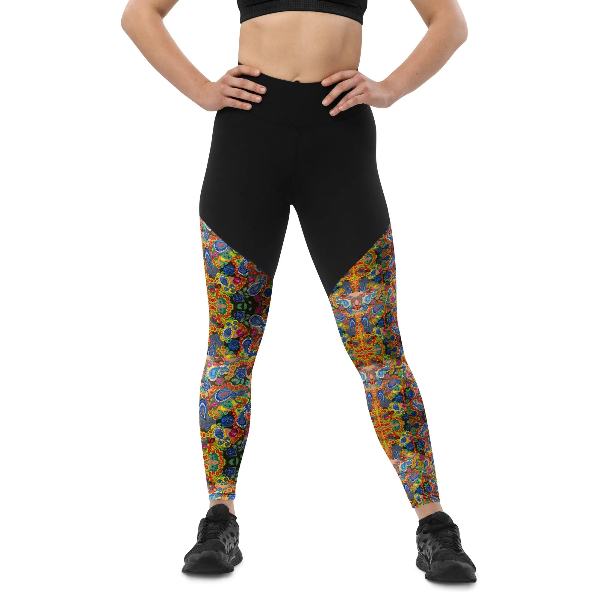 Pink Paisley Parade Control top Sports Leggings