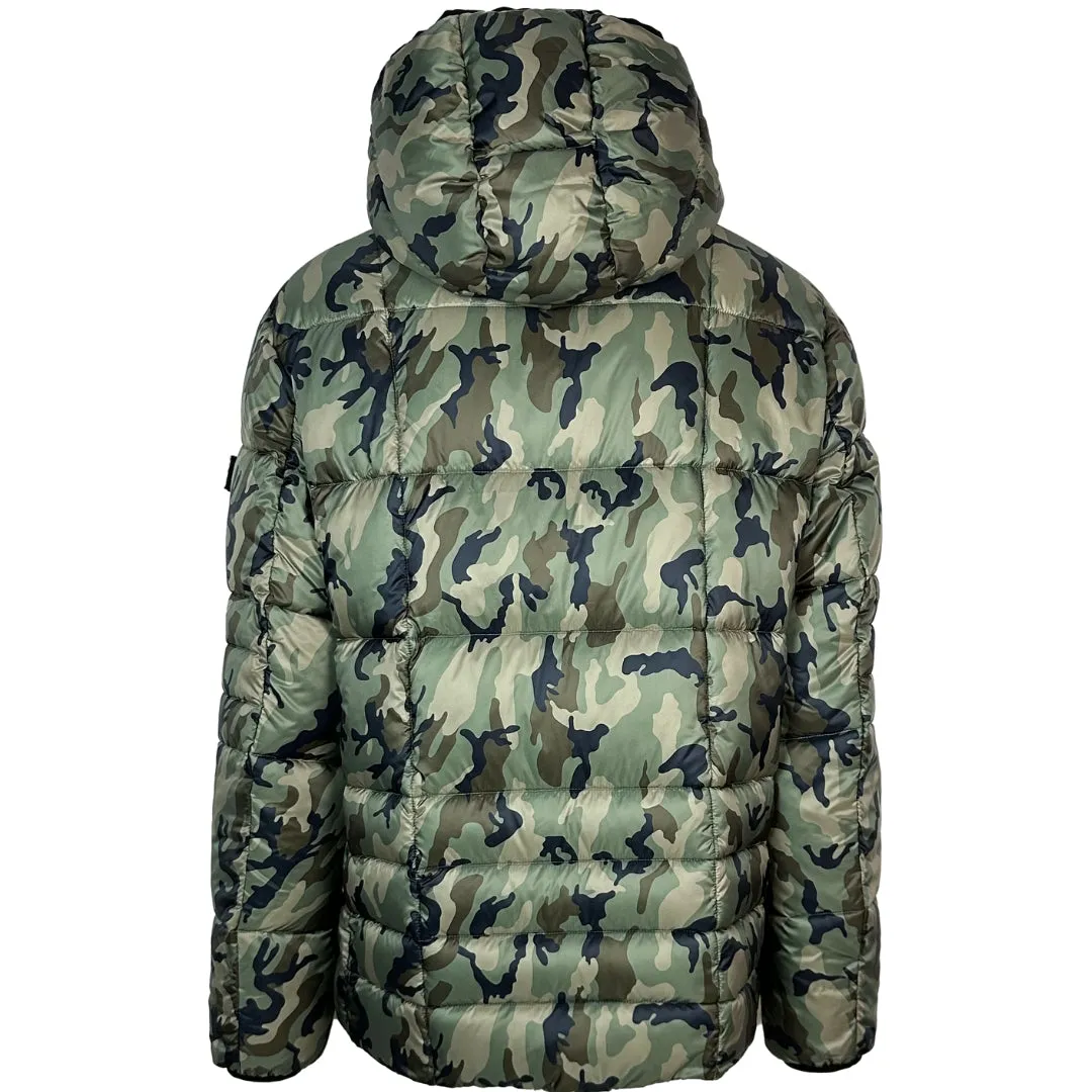 Plein Sport Small Circle Logo Quilted Camo Green Jacket