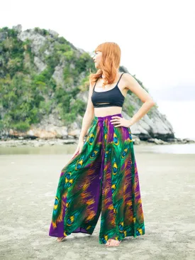 Purple Peacock Wide Leg Palazzo Pants