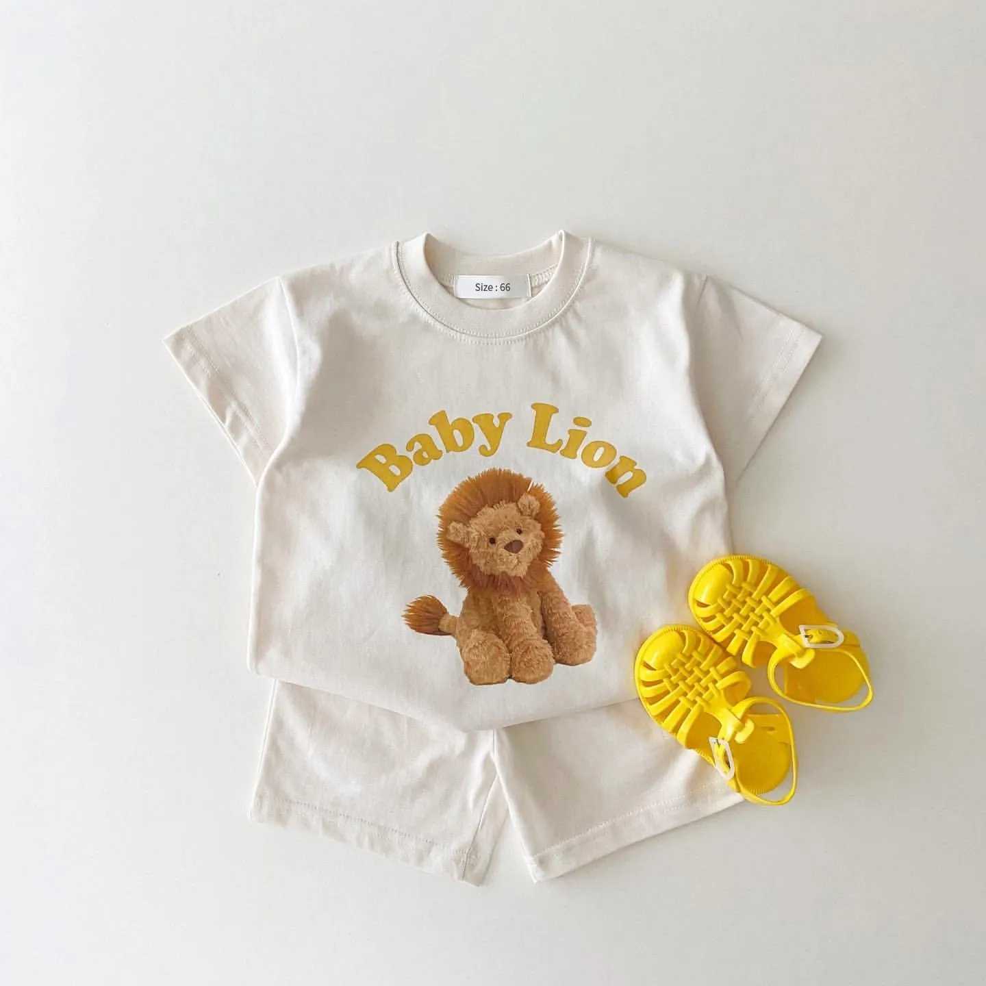 Riley - Pure Cotton Tee & Shorts Set ; Available in Baby Rabbit, Baby Bear, Baby Lion or Baby Dinosaur -