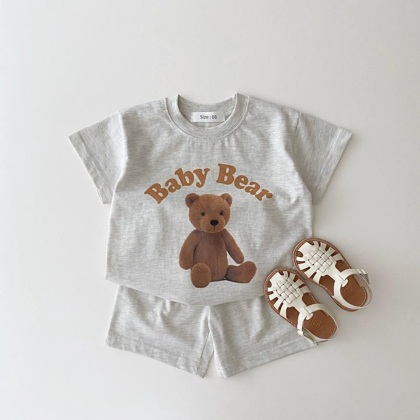 Riley - Pure Cotton Tee & Shorts Set ; Available in Baby Rabbit, Baby Bear, Baby Lion or Baby Dinosaur -