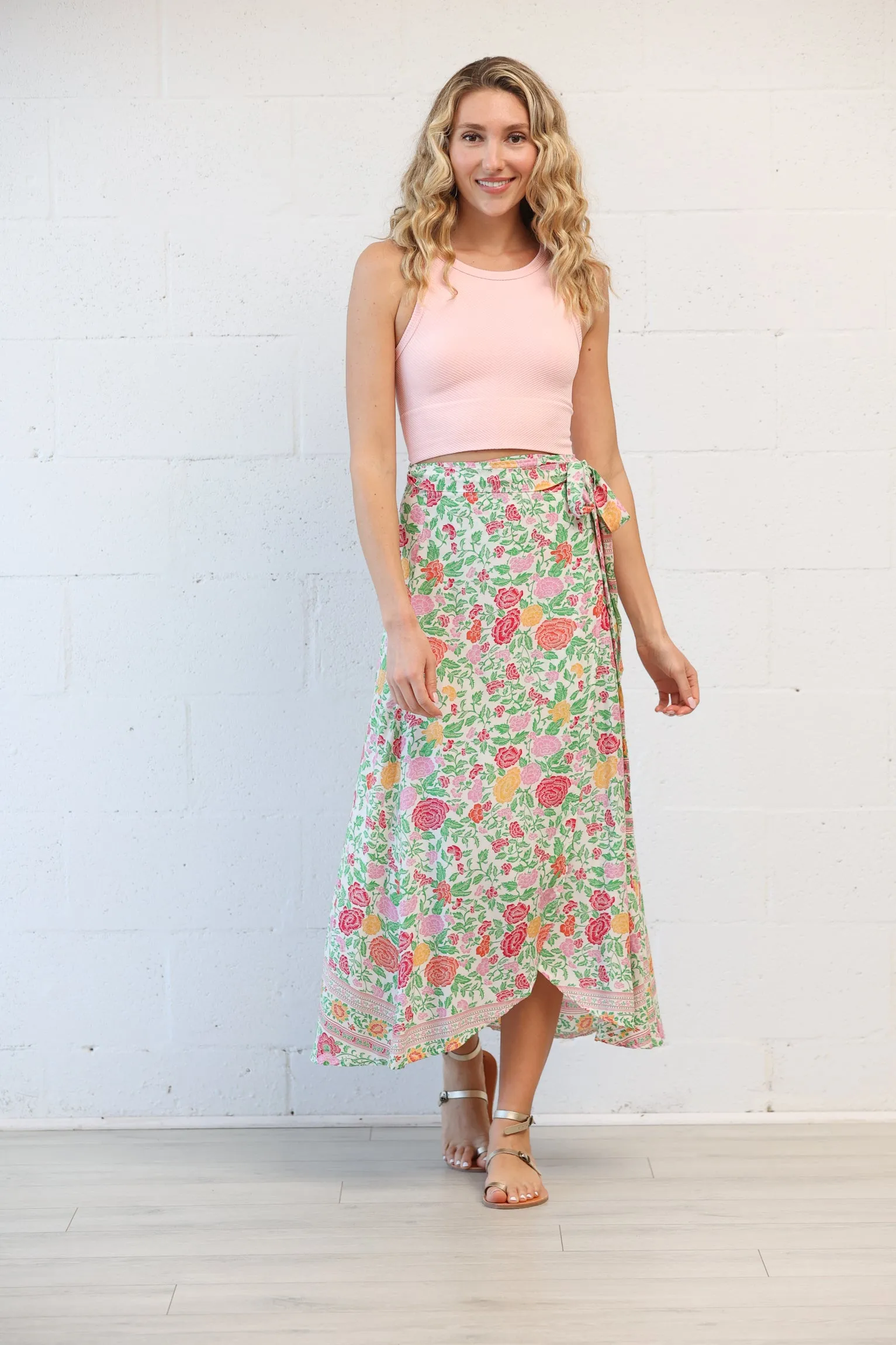 Rio Maxi Wrap Skirt in Blanca Rosa