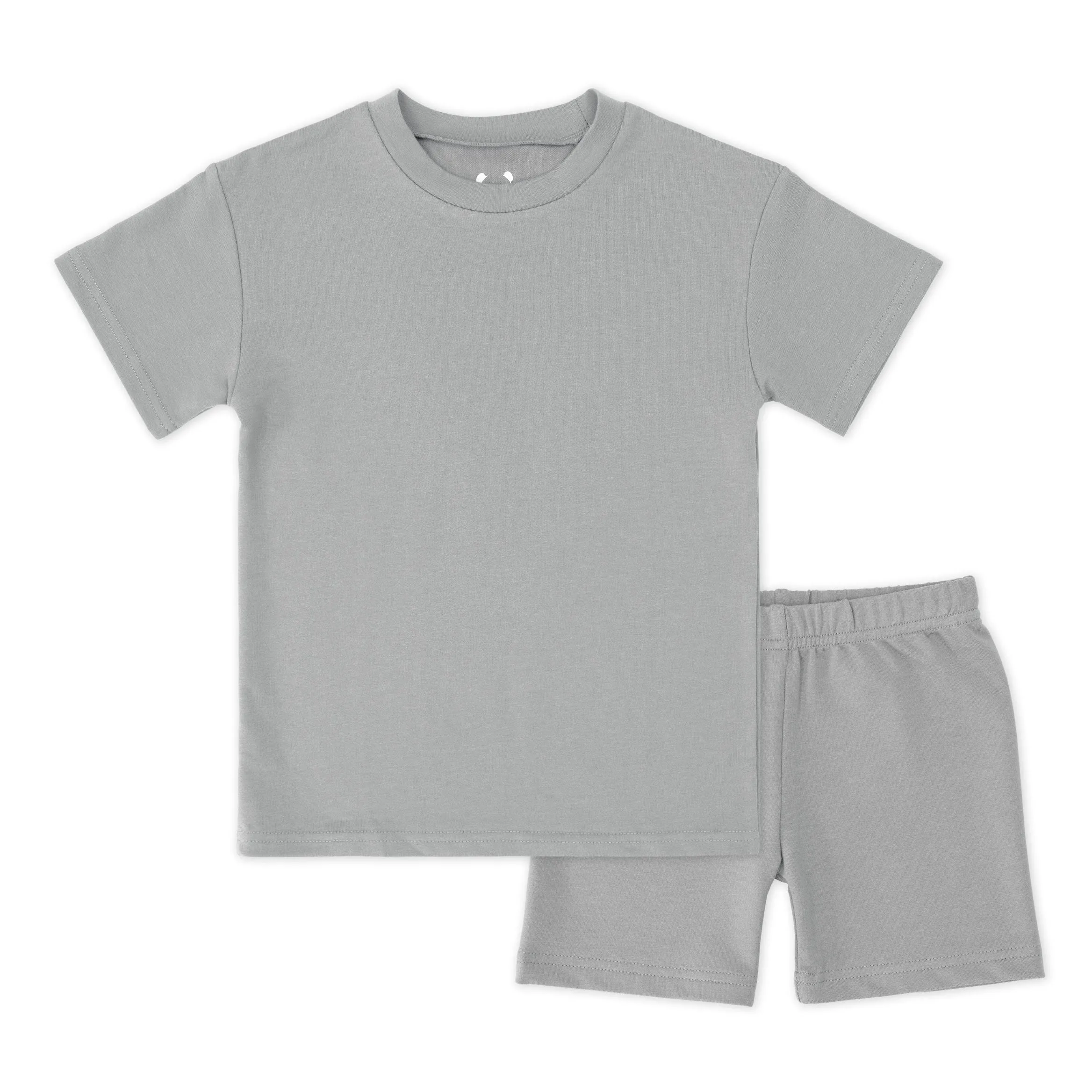 Stormy Grey Bamboo Blend Kid's Oversized Tee & Biker Short Set